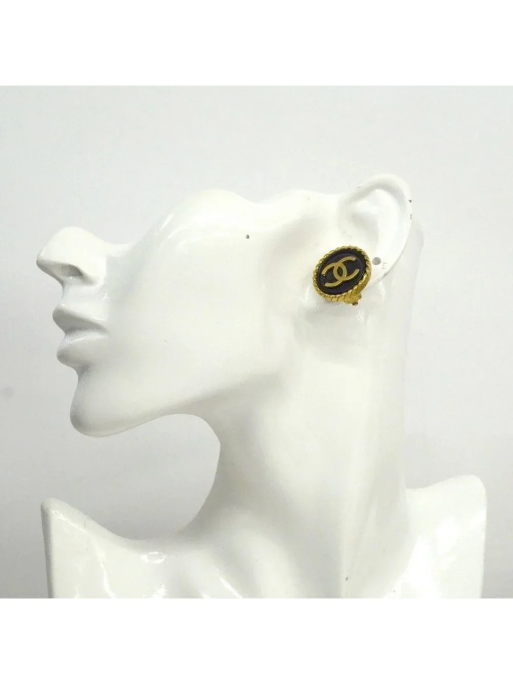 Chanel Earrings Vintage CC Logo Round